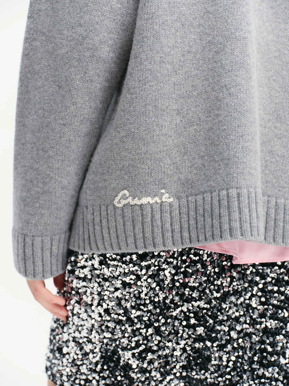 Lace-trimmed Cardigan - Grey