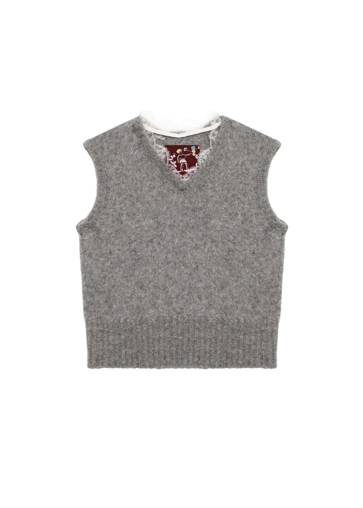 Lace-trimmed Vest - Grey