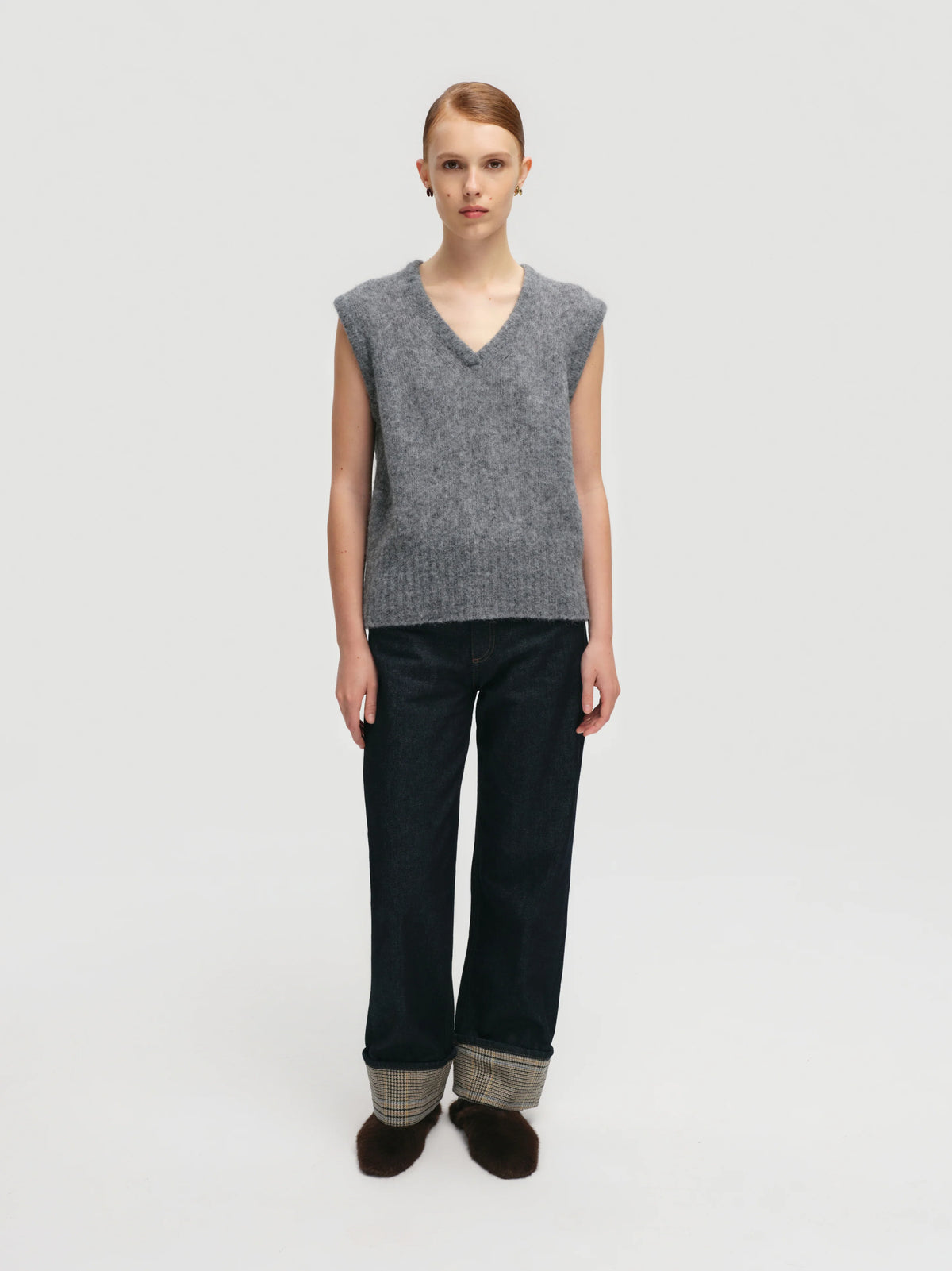 Lace-trimmed Vest - Grey