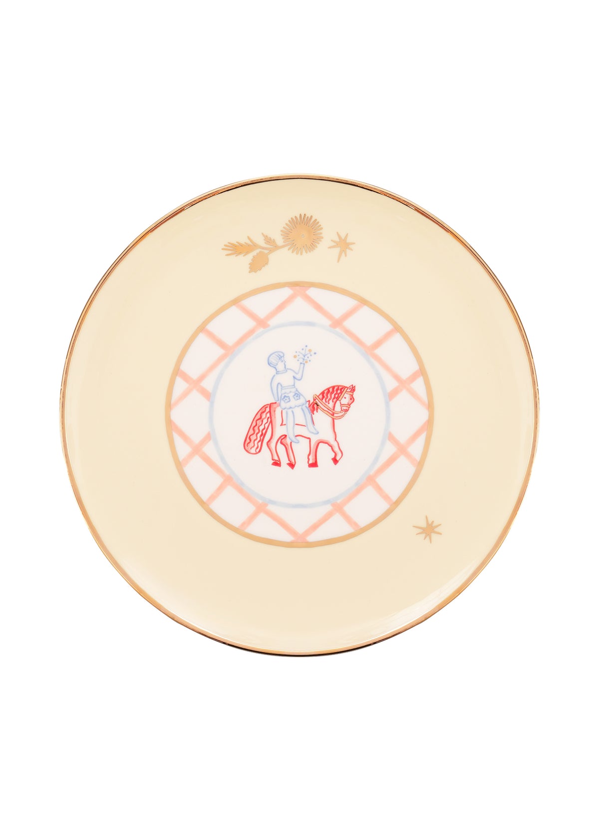 Horseman plate with flowers
